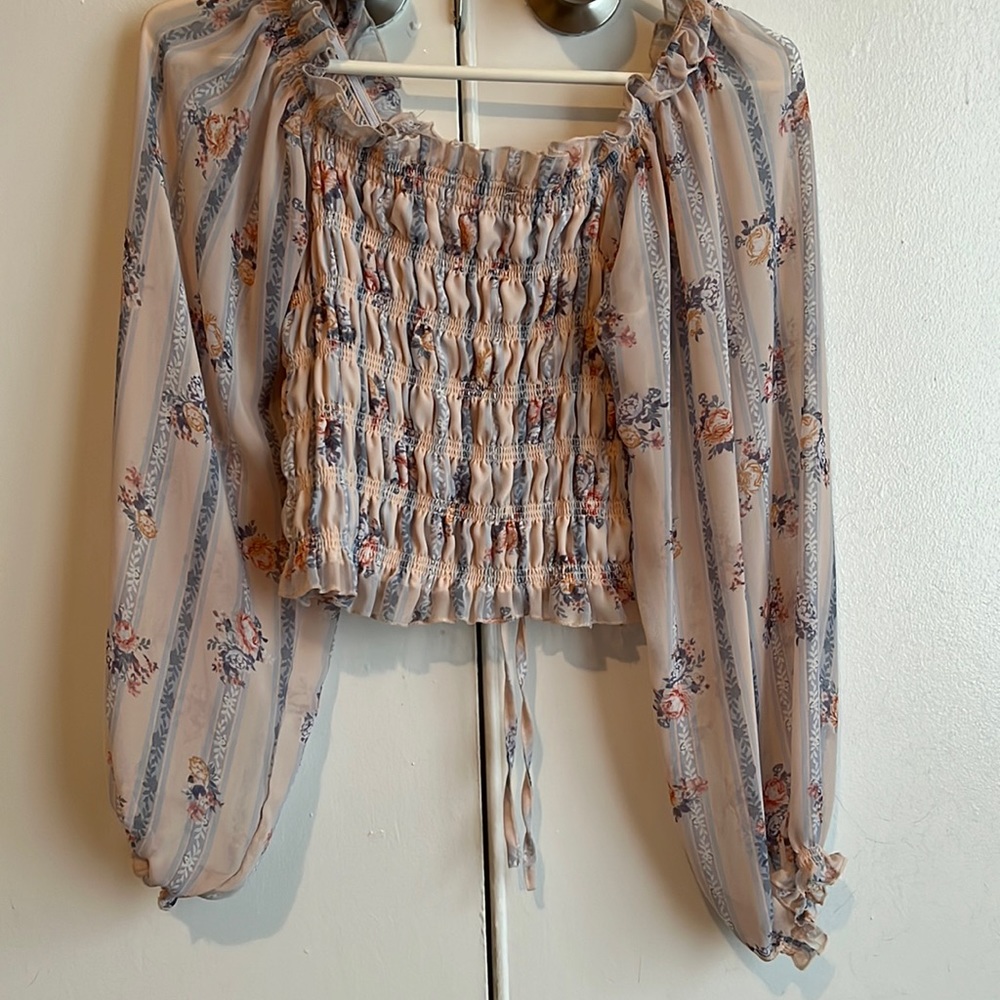 Multi Color Off the Shoulder Ruched Top